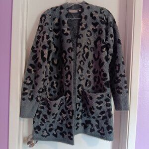 Women"s Evolution by Cyrus Open Front Leopard Print Cardigan Small